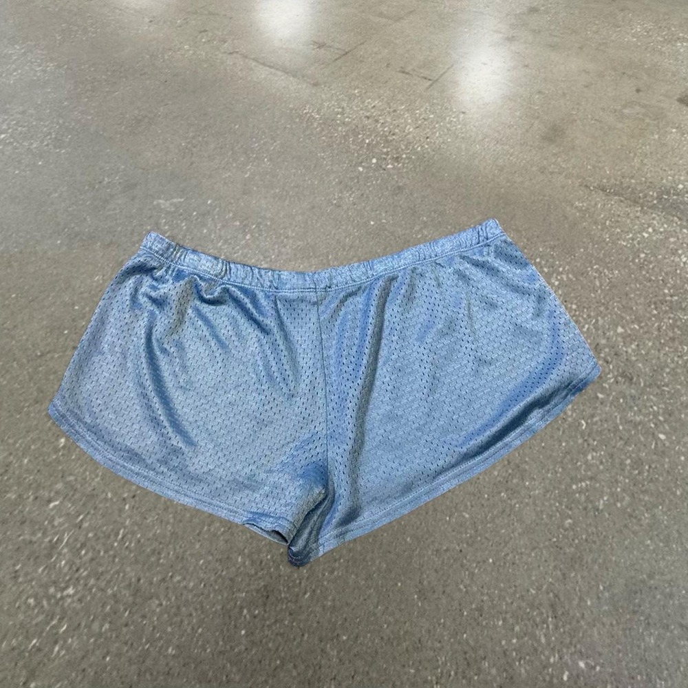 SO Blue Mesh Mini Shorts Womens XL Y2K Athletic Dolphin Hem